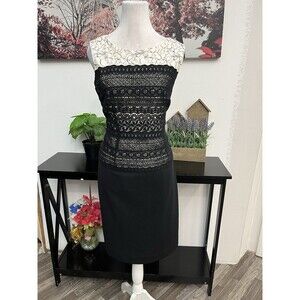 Katherine Kelly Black Lace Sheath Dress Women's Size 10 Cocktail Party